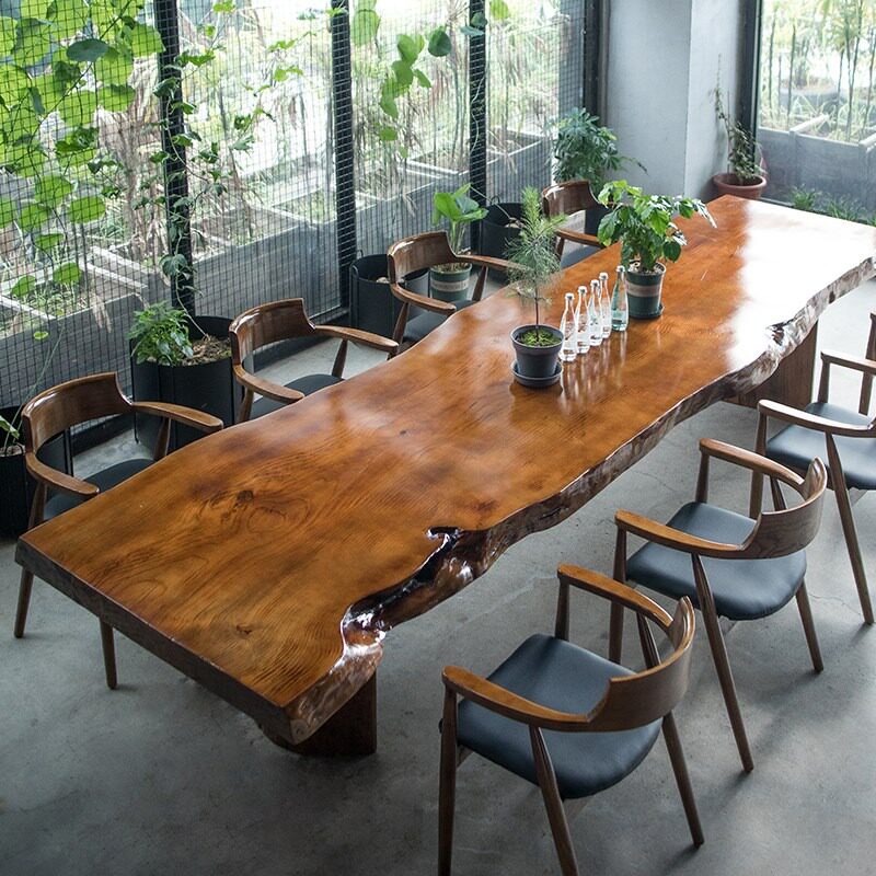 Tea table and chair combination Solid wood new Chinese Kung Fu tea table table Log table set Large large board Zen tea several