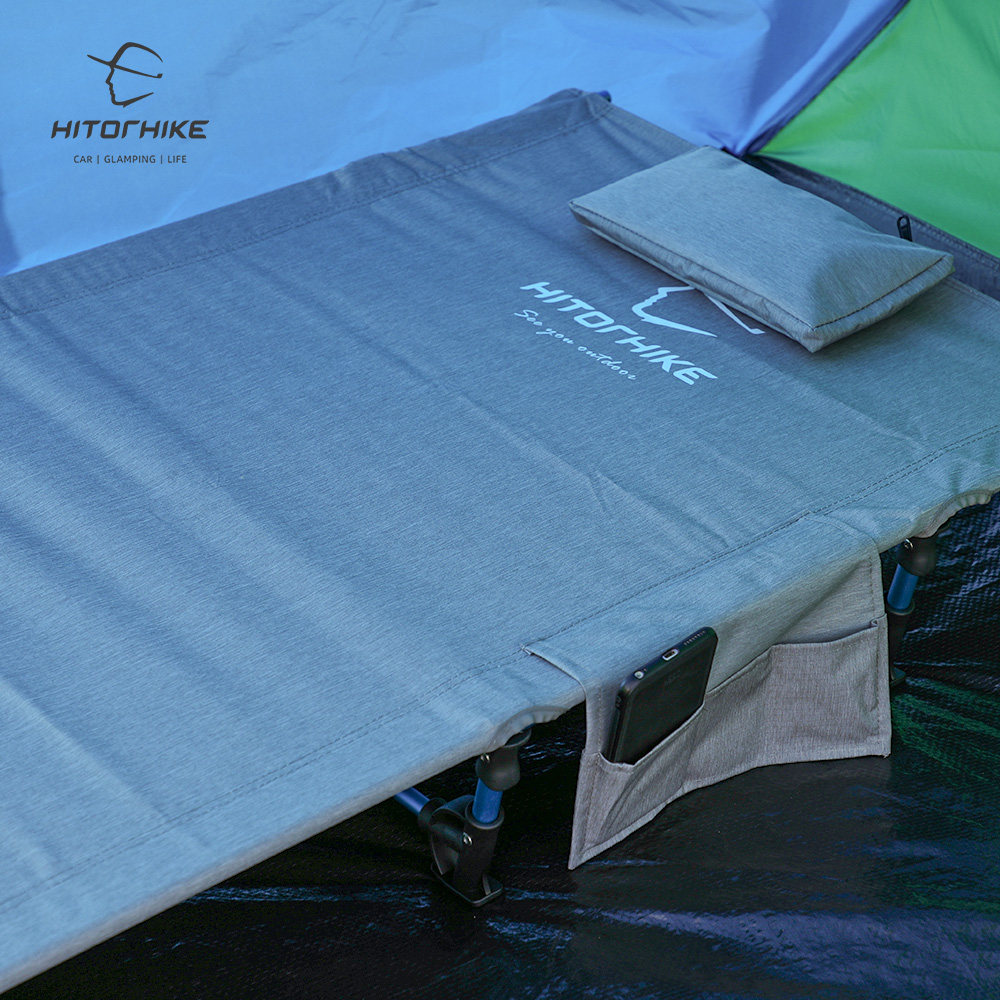 Outdoor camp bed portable folding simple single recliner ultra-light aluminum camping car lunch break folding bed