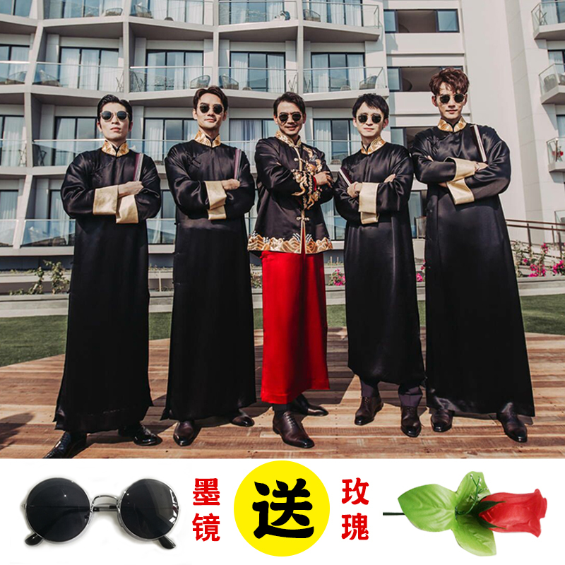 Small bag total hominin wedding Chinese Escort Brothers Regiment Gown dress Horse Vest China Wind Retro Wedding BIG COAT WINTER-Taobao