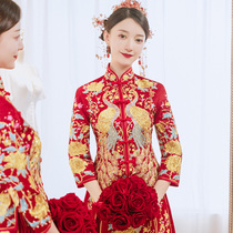 Xiuhe clothing 2021 new bride toast Chinese dress wedding dress show and wedding dress autumn winter wedding big size Thin Thin