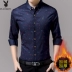 Playboy mùa đông cộng với áo nhung dài tay dày cho nam trung niên kinh doanh bình thường để giữ ấm đất inch sơ mi ngắn tay Áo