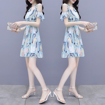 Chiffon dress floral womens summer dress 2021 new waist thin gentle temperament Lotus A- line dress fairy