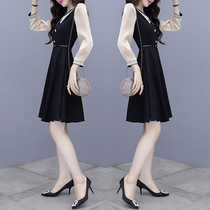 Long Sleeves Black One-piece Dress Woman Spring Autumn 2022 New Cashew Style Temperament Superior Sense A dresses