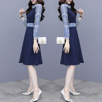 Long sleeve dress womens autumn clothes 2021 new waist thin celebrity temperament French advanced sense of A- line dress