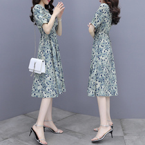 Chiffon dress womens summer dress 2021 new high-end feel slim light mature temperament printed fairy dress
