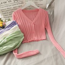 Zik Hekiy Womens Acrylic Long Sleeve V-Neck Button-Down Sli