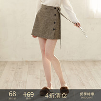  Anti-season clearance) Retro plaid irregular Korean version of high-waisted short skirt skirt hip A-line skirt female morning