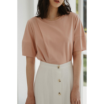 Eurocan bifacial silk light cotton ~ design sensation small crowdlantern short sleeve t-shirt loose Korean version half sleeve blouse female summer