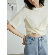 Eurocan import chao fine bright silk cotton short sleeve kinder T-shirt sexy rubrier short jacket loose woman summer