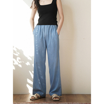 Eurocan Reys air god pants light and pituitary mitty jeans broadside and lazy wind tugging long pants female summer