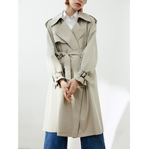  Okerei classic return to the gas field type tie belt loose windbreaker jacket over the knee mid-length Korean version of womens early spring