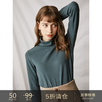  Anti-season clearance) BI entry thickened semi-turtleneck cotton bottoming shirt long-sleeved knitted T-shirt slim-fit top women