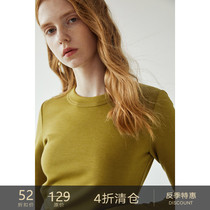  Anti-season clearance) Black technology velvet round neck long-sleeved T-shirt plus velvet bottoming shirt Korean slim top female