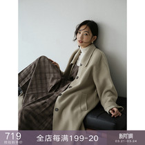 Eurocan Rey-style retro Hebbon wind ~ Maos wool jacket Double face cashmere Grand coat woman in the middle of the winter paragraph