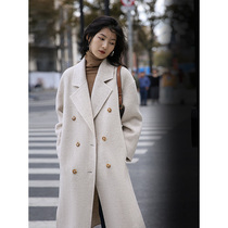 Ou Rui ◆Fluffy air texture ~ Double-sided Hepburn Coat Long Cashmere Woolen Coat Women