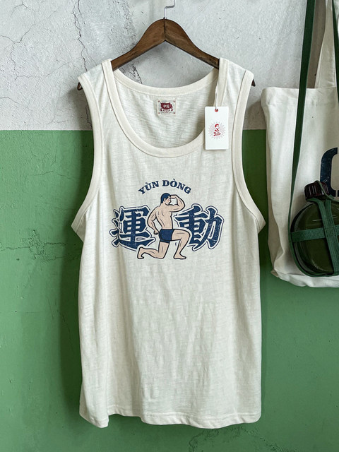 Xie Xianshen ຝ້າຍບໍລິສຸດ sweat-absorbent ກິລາ sweat vest 80s retro ຜ້າຫຍາບເກົ່າແກ່ຝ້າຍ pullover sleeveless