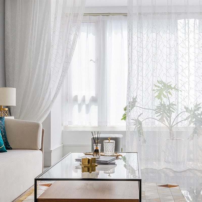 Curtain yarn blinds light transmission radiopaque Nordic minimalist finished products Pure colour embroidered yarns Bedrooms Living room 100 hitch shading yarn blinds