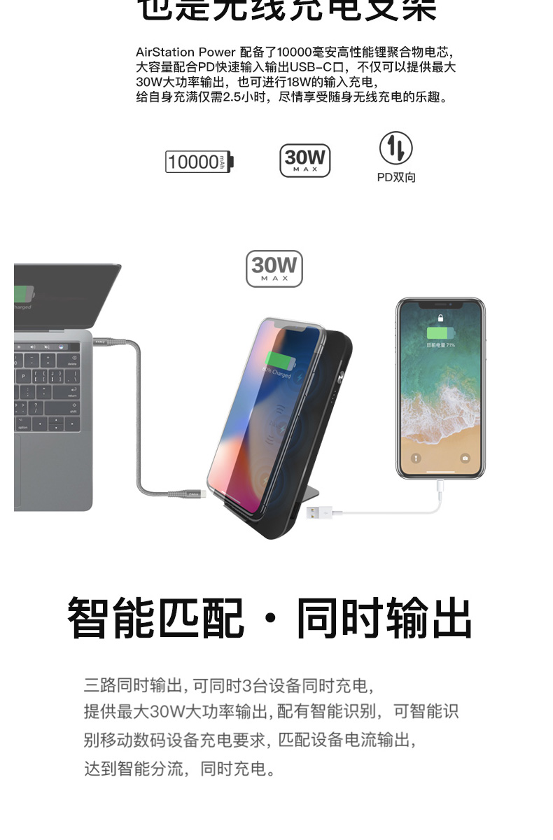 Ngay lập tức (Zikko) điện không dây sạc điện thoại di động không dây sạc đứng nhanh phí iphone X Samsung 10000 mA / Huawei Porsche - Ngân hàng điện thoại di động cục sạc dự phòng xiaomi