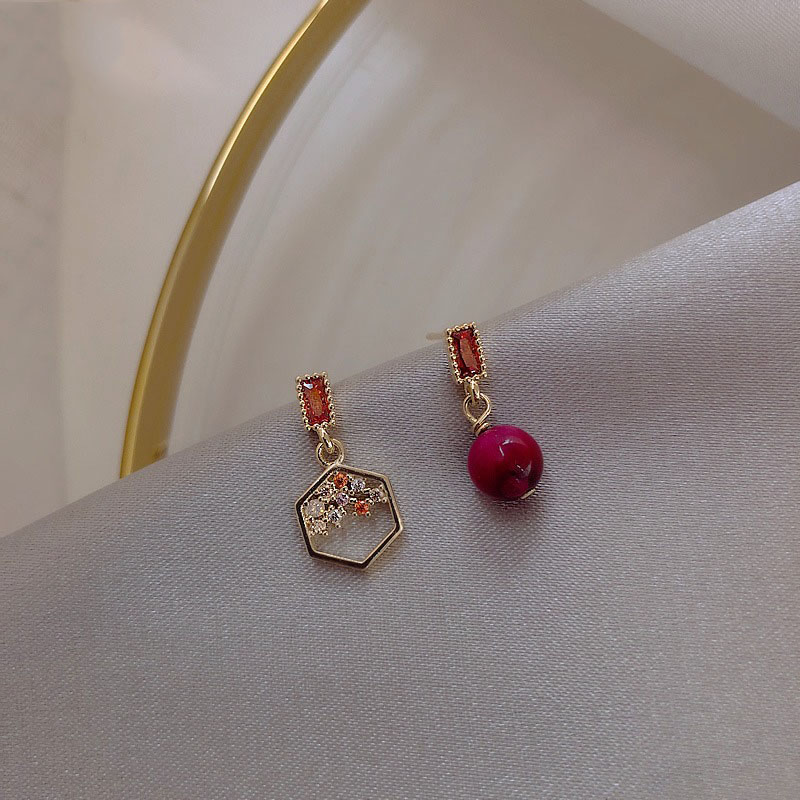 Earrings 2021 New Tide Long Version Eardrop Temperament Ear Accessories Brief Small Asymmetrical Earshot Woman Pure Silver Anti-Allergy