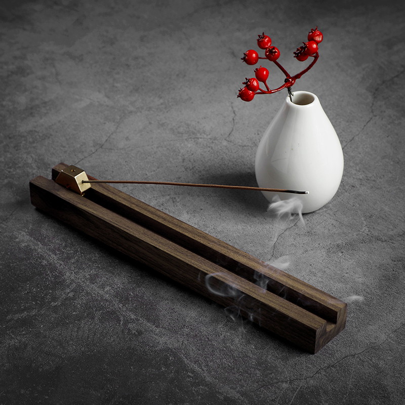 Line incense stick-in-house Japanese style home creative pure copper solid wood Indulge Sandalwood sandalwood Fragrant Incense Box