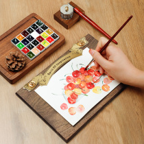 Black walnut watercolor painting board brass clip retro sketch board menu plywood solid wood painting picture sharing artifact