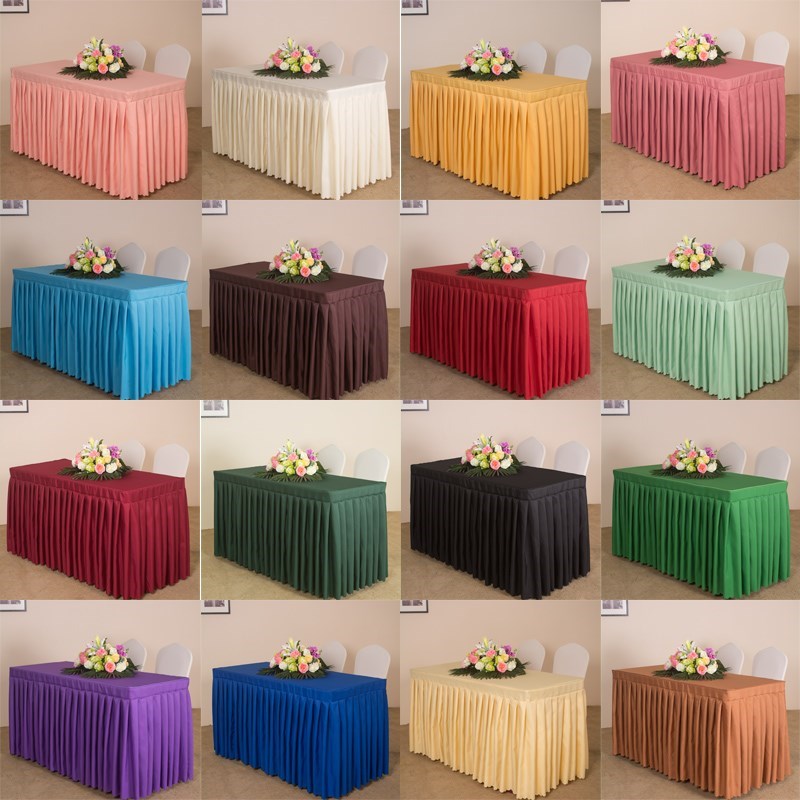 Conference tablecloth Flannel decorative table skirt Festive long table cushion cloth Computer desk anti-ironing apron table cloth Small round table