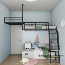 Apartment duplex two-story iron frame bed wrought iron loft bed small apartment space-saving compartment elevated bed wall-mounted hammock bed