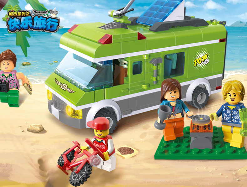 Enlightenment Building Blocks New Items Assembled Model 6 Year Old -10 Children's Puzzle Toy City Series Happy Trip 1120