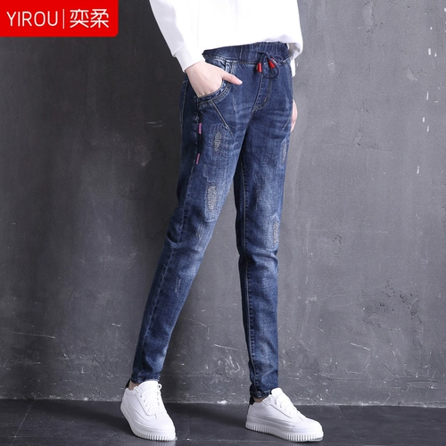 Демисезонные джинсы, штаны, флисовые леггинсы для школьников, эластичная талия, 2020, высокая талия, оверсайз