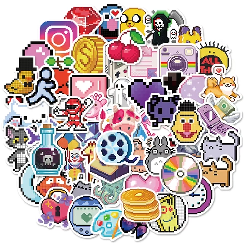 Мультяшная классическая мозаика, ноутбук, кофейная водонепроницаемая наклейка, мобильный телефон