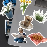 Ретро ноутбук, мобильный телефон, кофейный термос, водонепроницаемая наклейка, европейский стиль