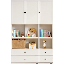 Quanyou Home Simple Modern Childrens Desk Bookcase Integrated Storage Cabinet Bedroom Study Table and Chair 121399F