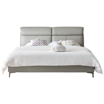 Quanyou Home Non-disturbing Double King Bed Master Bedroom Storage 2m x 2m 2 Little Elephant Ears Leather Bed