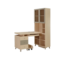 Quanyou Home Nordic log style desk and bookcase combination home bedroom bookshelf reading and writing desk 106321F