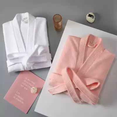 Bathrobe Towel material Hotel men's and women's long version of the couple nightgown Summer water absorption quick-drying thin summer bathrobe pajamas spring and autumn days