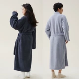 Демисезонный коралловый бархатный банный халат для влюбленных, длинная зимняя пижама, увеличенная толщина