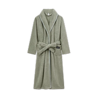 Женский одинарный халат в сосно-зеленую полоску с лацканами