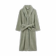 Женский одинарный халат в сосно-зеленую полоску с лацканами
