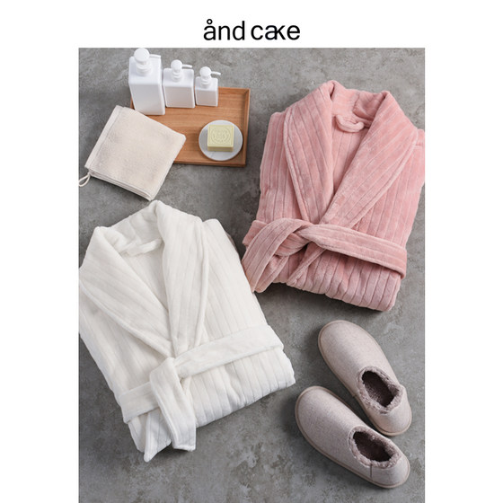 Nightgown women's winter coral fleece bathrobe couple plus velvet thickened and long flannel pajamas men's autumn winter spring