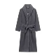 Женский темно-серый одинарный халат в полоску с лацканами
