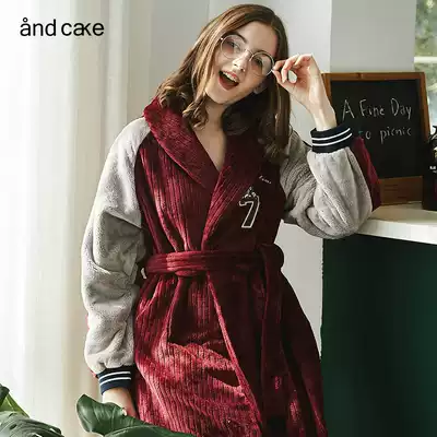 Winter women's coral velvet nightgown flannel bathrobe Autumn and winter yukata thickened warm extended plus velvet pajamas