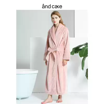 andcake thickened female nightgown Female winter coral velvet bathrobe extended plus velvet flannel spring and autumn and winter pajamas