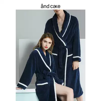 Nightgown women's winter coral velvet thickened lengthened flannel couple bathrobe comfortable autumn and winter men's thickened bathrobe