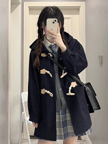 Cattle Closed Costume Winter Thickness Small Japanese College Wind Hat JK Short Wools Cover Long-sleeved Coat