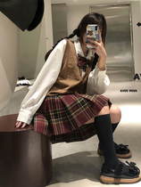 College Wind Jk Uniforms Suit Autumn Winter Day School For Sensation Horse Chia Shirt Original Genuine JK Plaid dress full of women