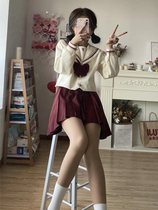 Red Gold Jk Uniform Suit Full Set Of Long Sleeves Sailor Suit Original College Wind Navy Collar Student Banfu Women Autumn Winter