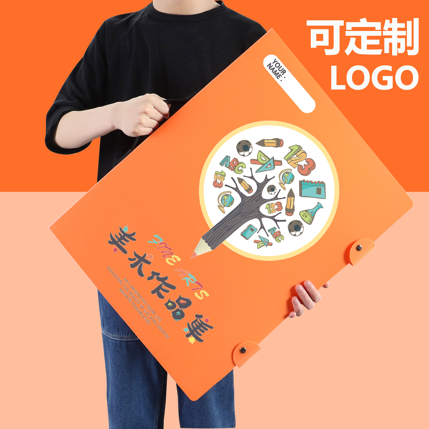 Portable 4K folder album 8K Art favorites portfolio 4 open information book A3 poster award storage clip