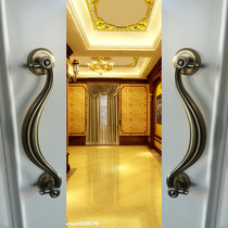 Door handle Wooden door Glass door open installation push-pull door handle Central European antique green bronze KTV handle 326