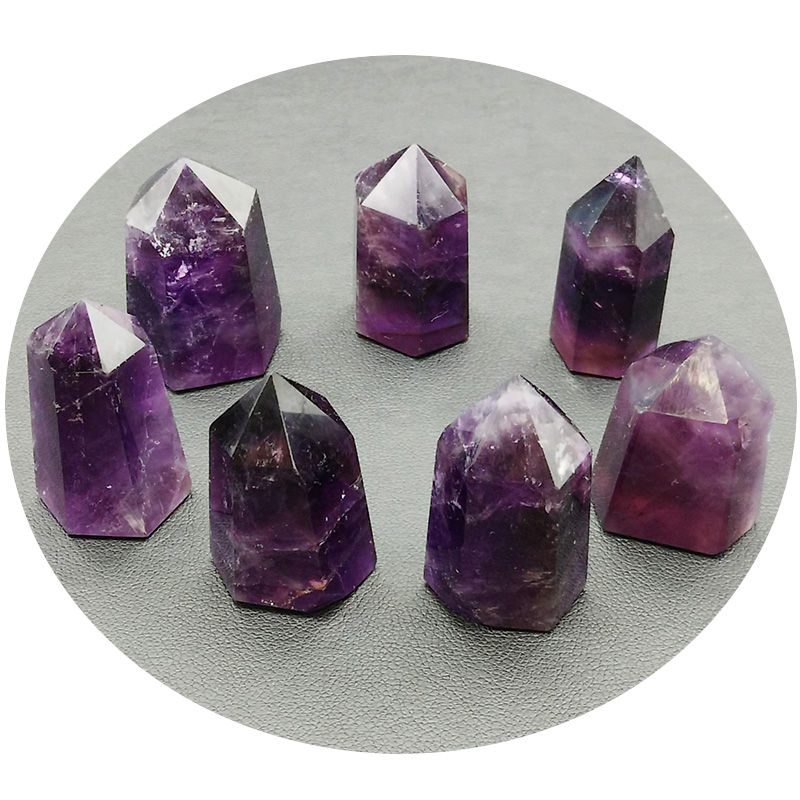 Easy Crystal Edge Crystal Amethyst Natural Six Six Prismatic Trang trí Năng lượng nhỏ Điểm đơn Cột pha lê Ore Dark - Trang trí nội thất decor phòng khách