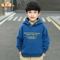 8 boys clothes autumn winter clothes 2021 New Tide children 9 plus velvet hooded top 11 boys 6-12 years old 10